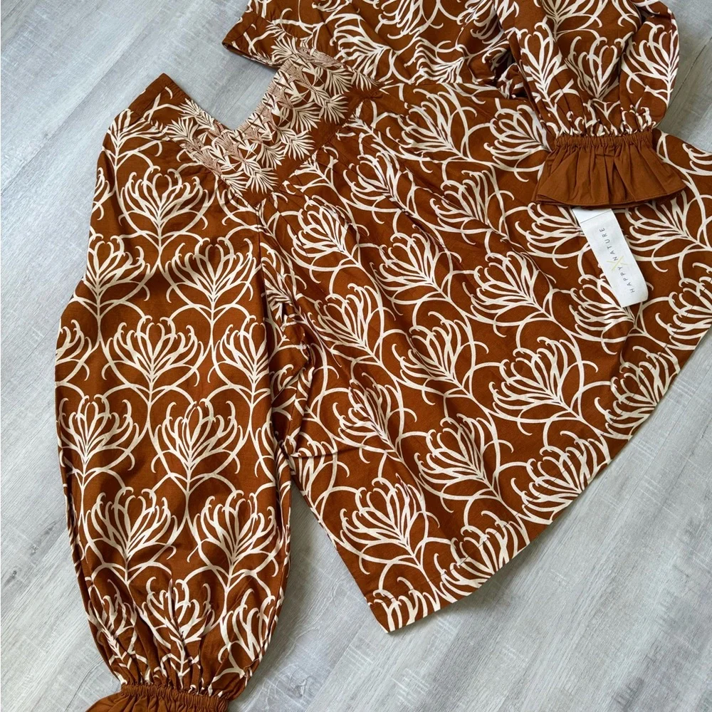 Floral Brown Women's Top - Picture 4 of 6